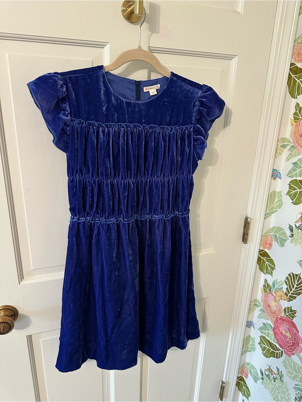 CrewCut’s by J. Crew- Girls' Royal Blue Velvety Smocked Dress - Sz 12